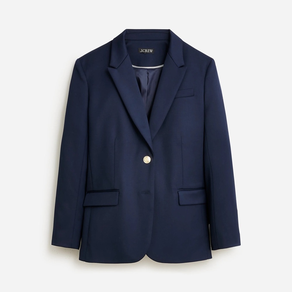 J. Crew Collection Oversized Blazer in Wool-Twill Blend Navy (size 2) NWT